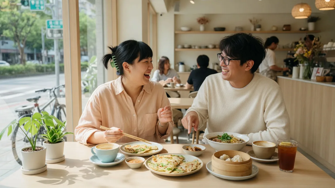 朋友在明亮的咖啡廳愉快相聚